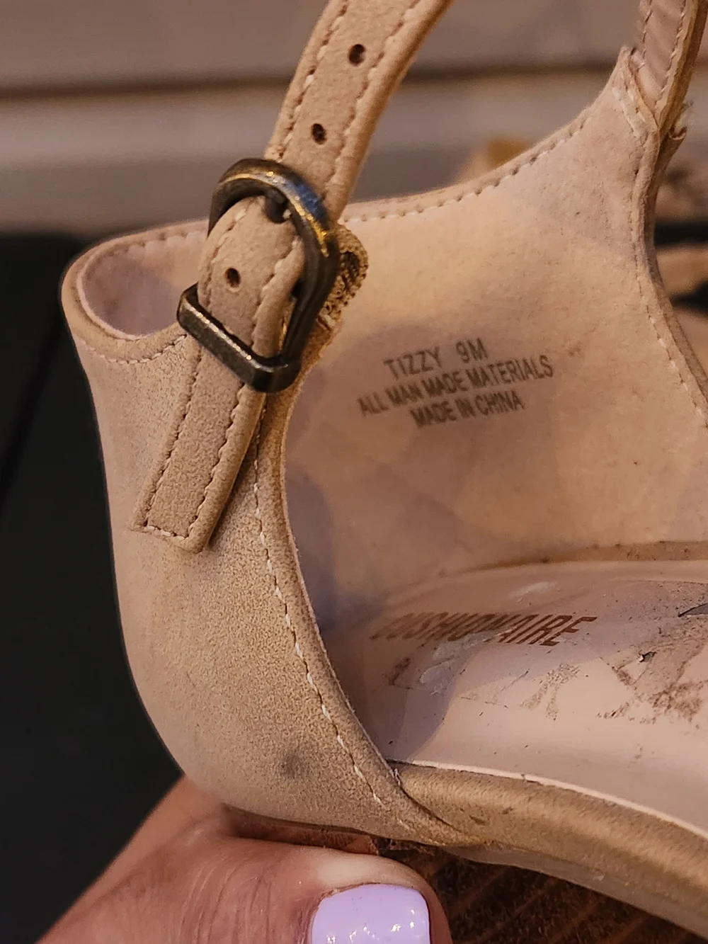 CUSHIONAIRE Tizzy Mary Jane Platform Heeled Sandals Tan Microsuede - Size 9M